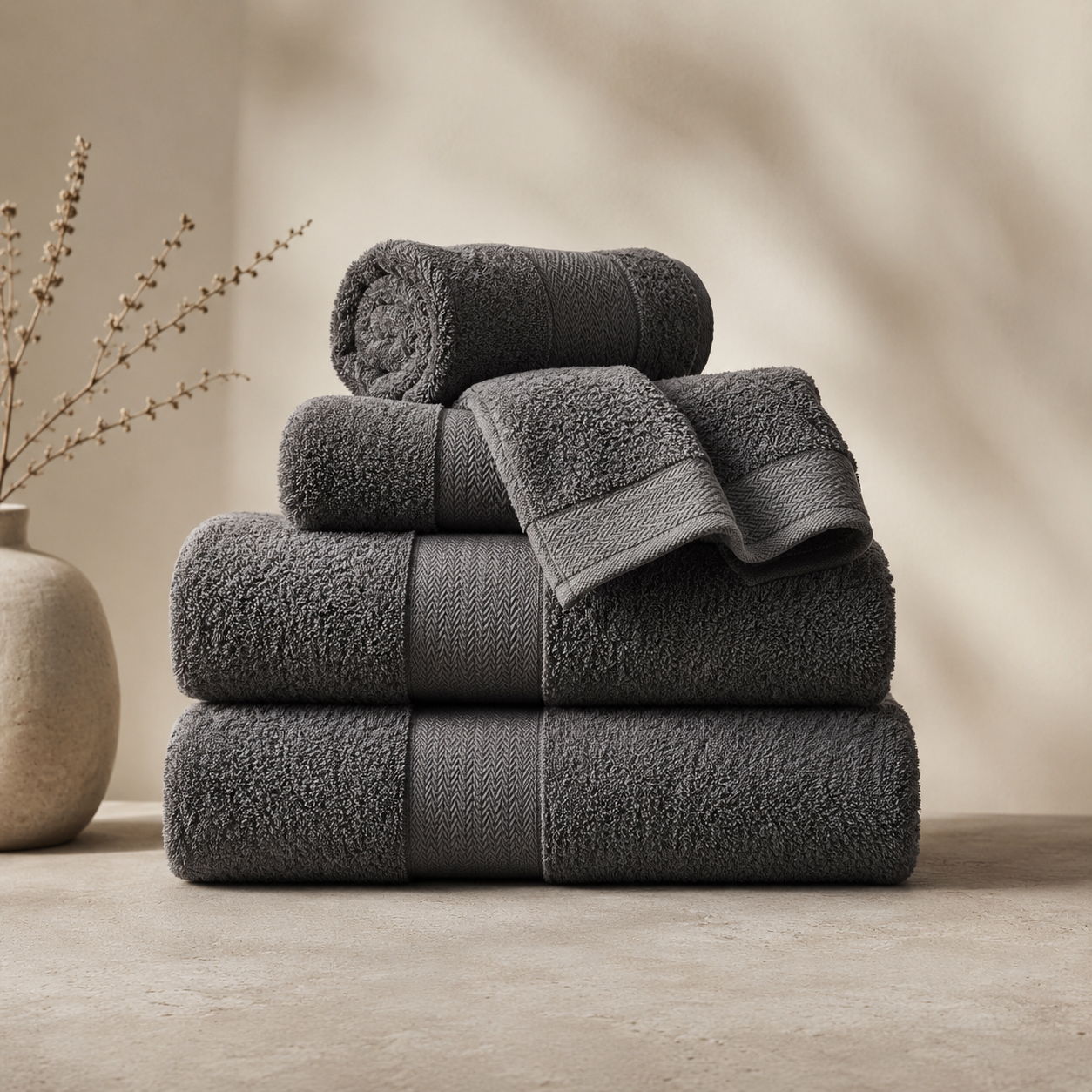 Royal Touch Lux handdoek in houtskoolgrijs — packshot
