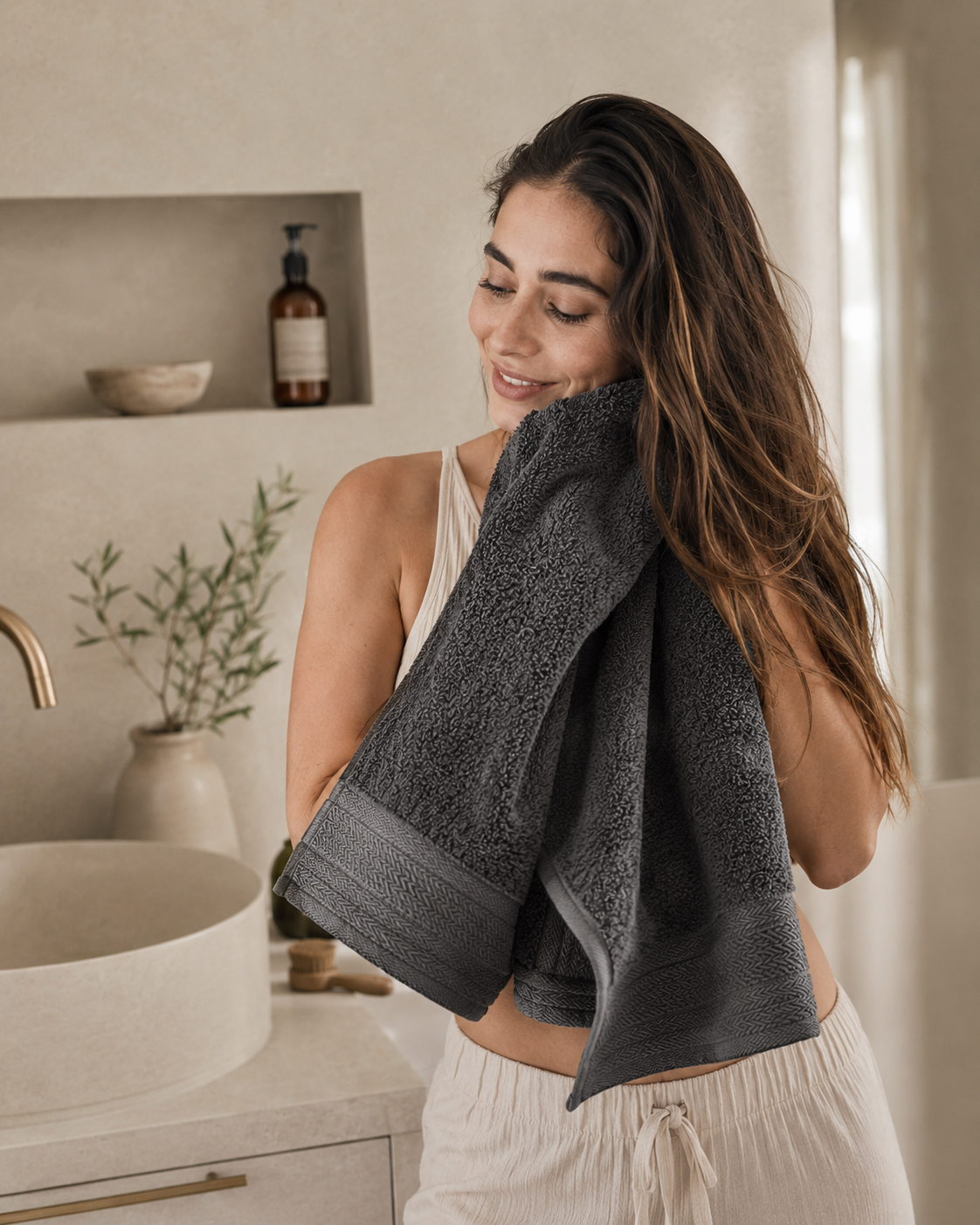 Royal Touch Lux handdoek in houtskoolgrijs